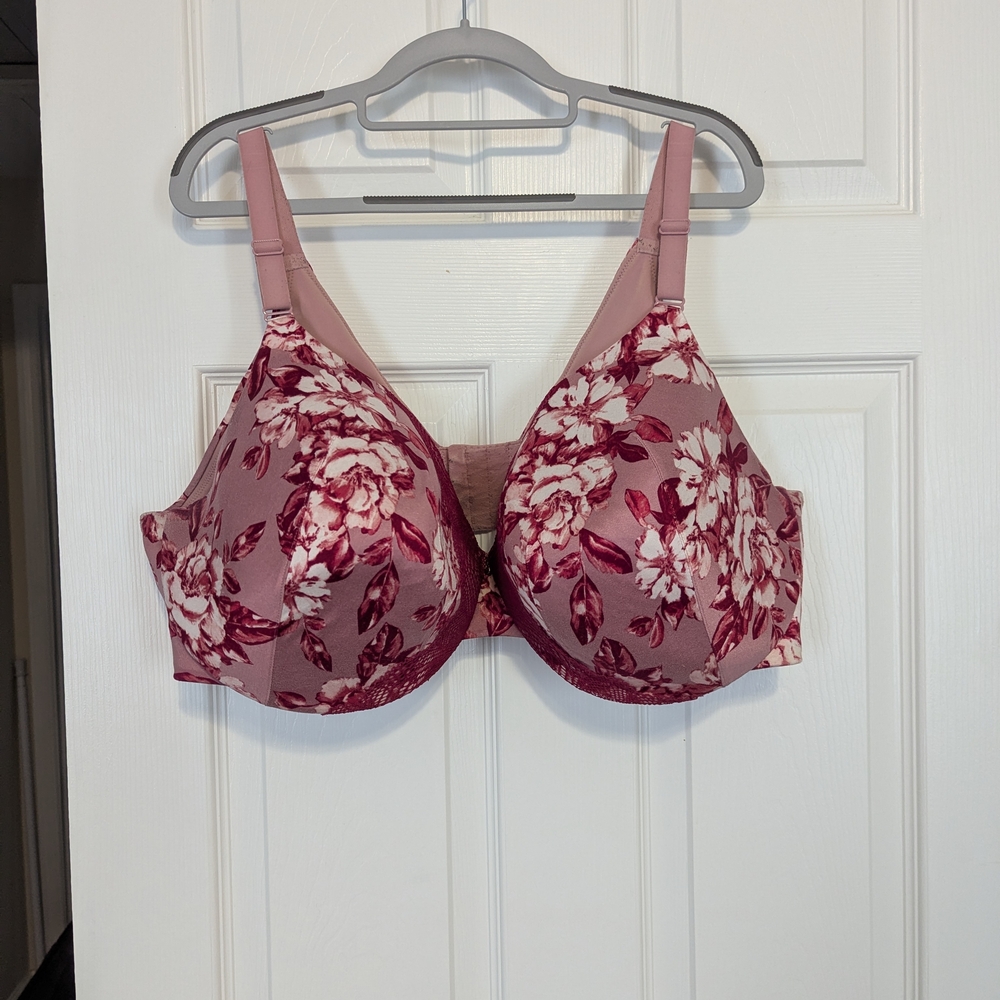 Cacique Floral Mauve and Burgundy Bra